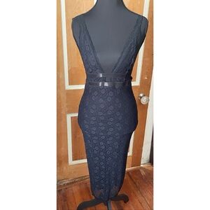 Deep V Black Lace Dress